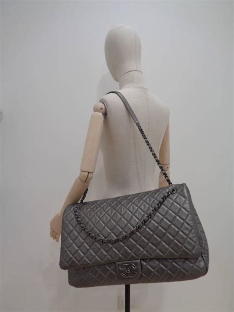 chanel bag with silver|large chanel shoulder bag.